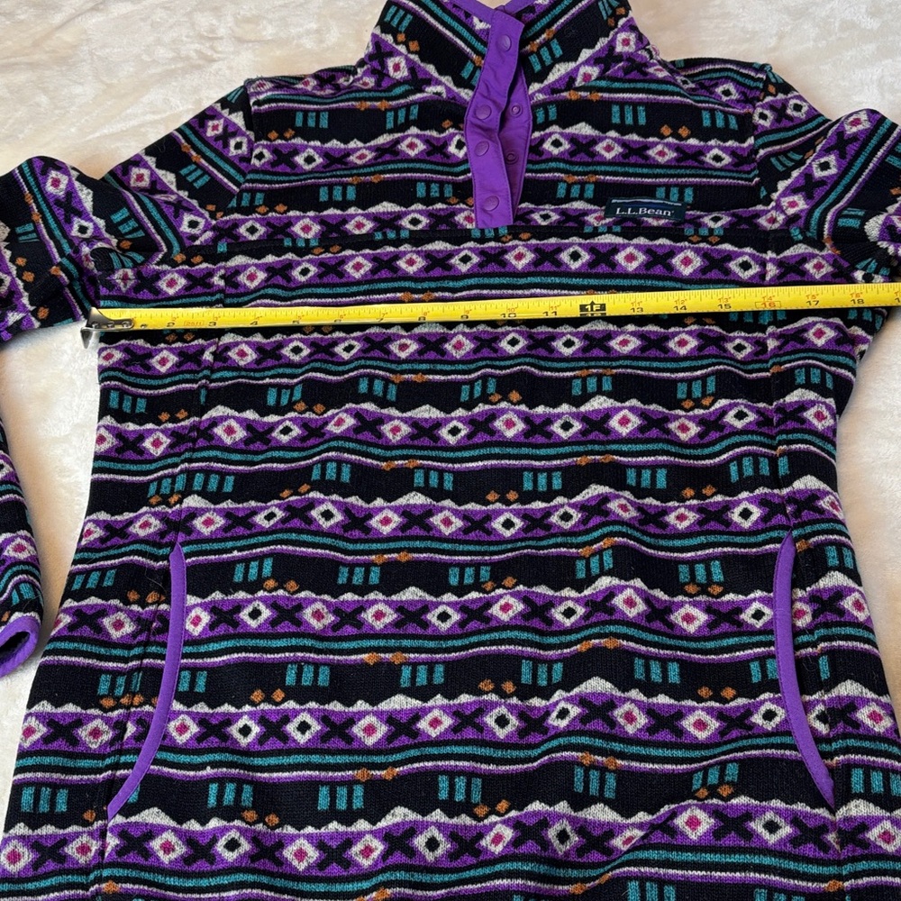 Women's L.L. BEAN Classic Collection Aztec Purple Pullover Sweater Fleece - XS - Picture 4 of 6
